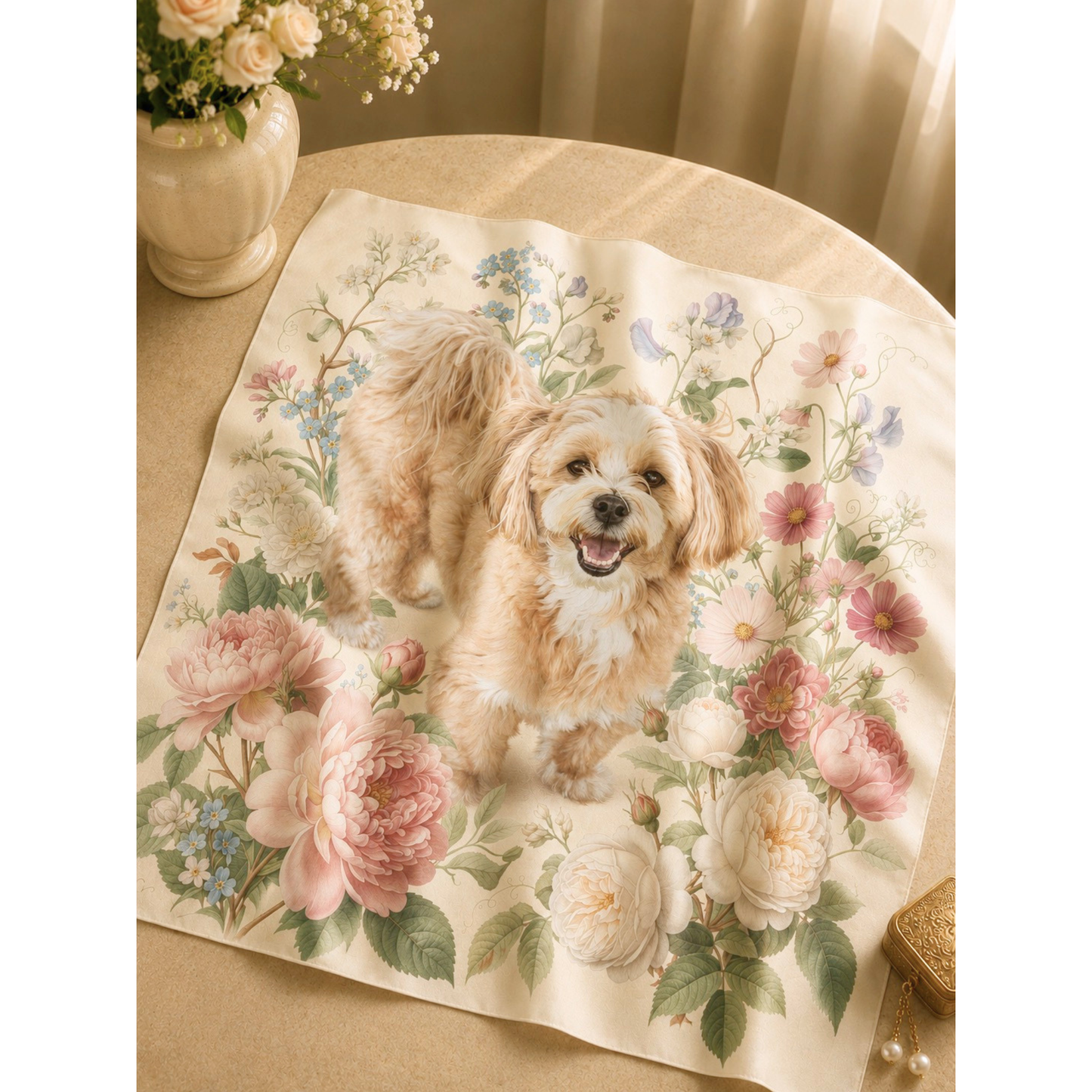 うちの子アートスカーフ　| Pet Portrait Silk Scarf