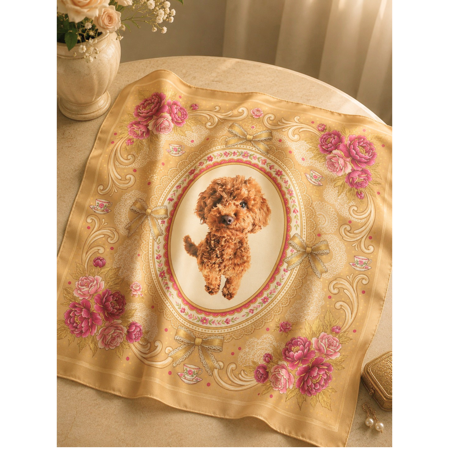 うちの子アートスカーフ　| Pet Portrait Silk Scarf