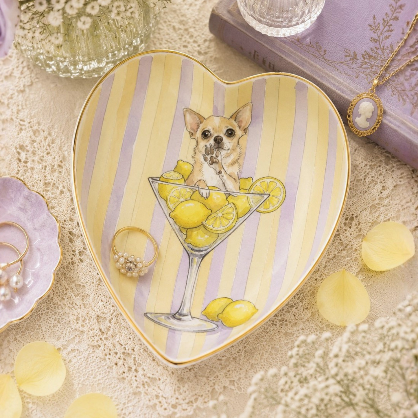 うちの子アートアクセサリートレイ | Pet Portrait Trinket Tray