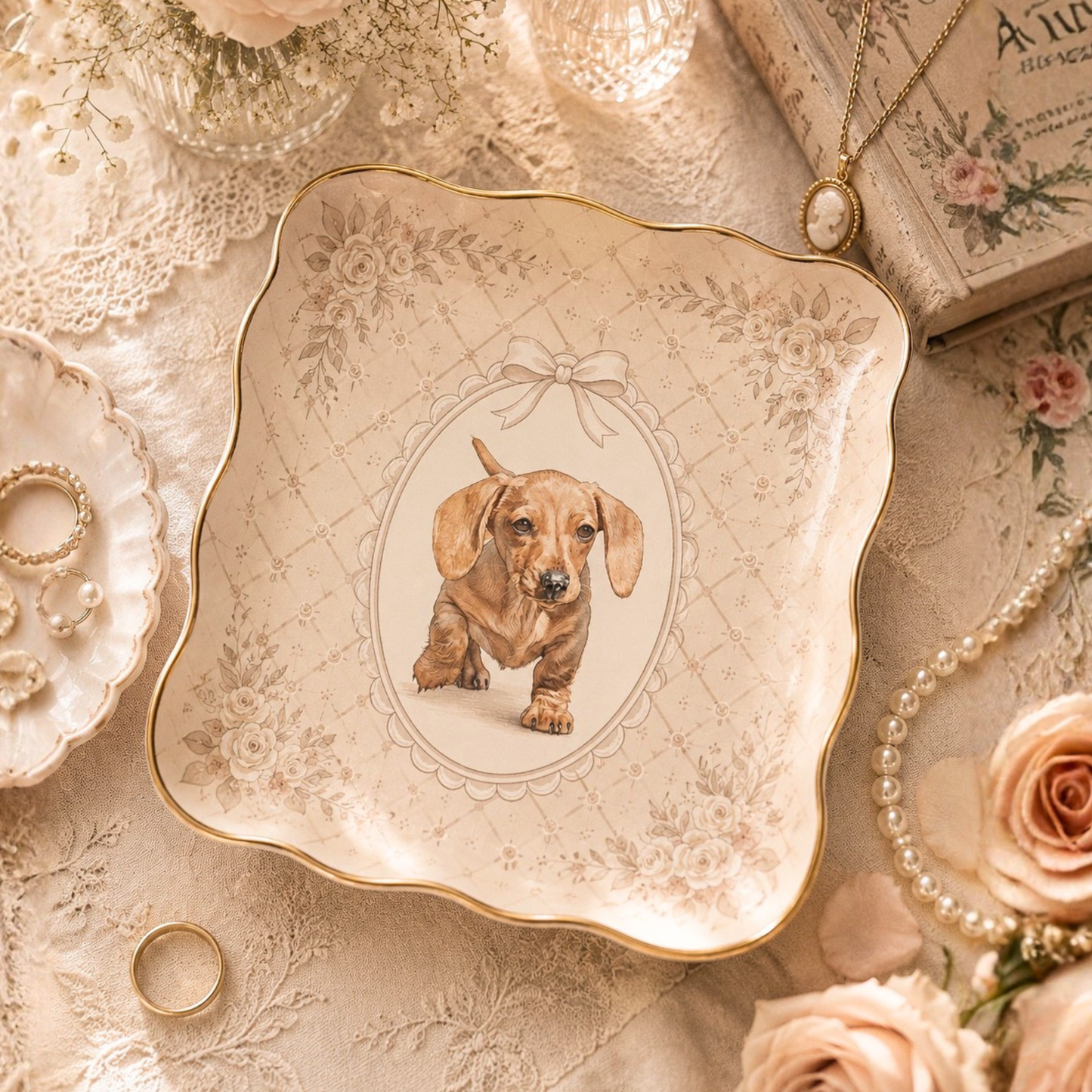 うちの子アートアクセサリートレイ | Pet Portrait Trinket Tray
