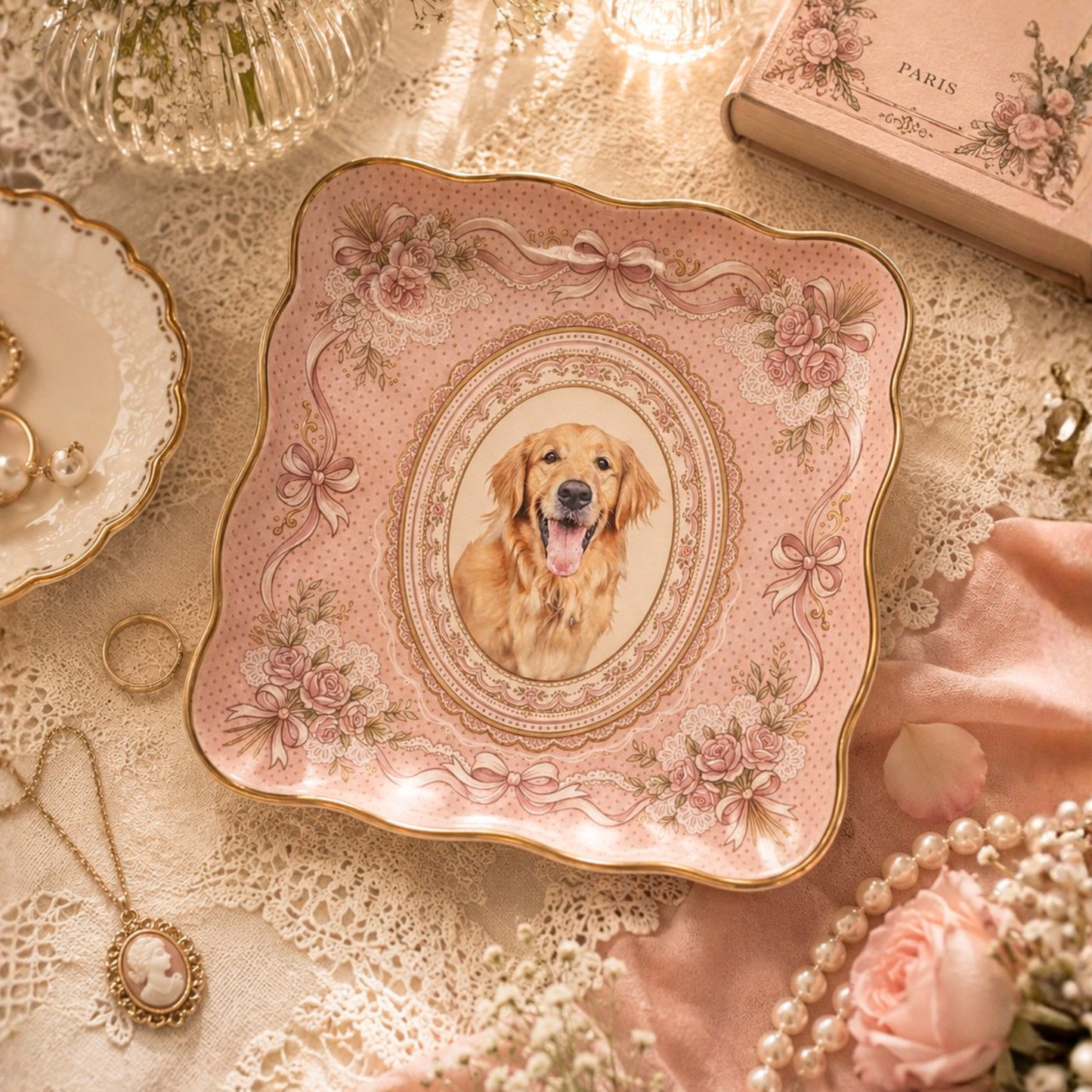うちの子アートアクセサリートレイ | Pet Portrait Trinket Tray