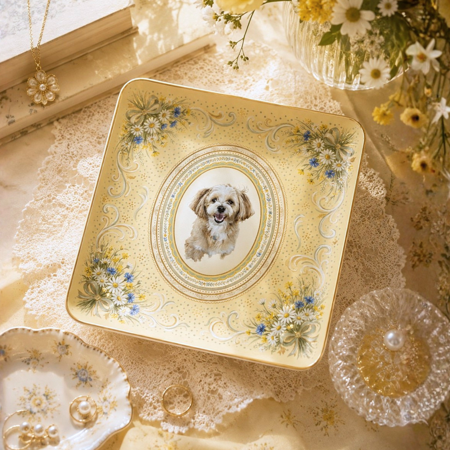 うちの子アートアクセサリートレイ | Pet Portrait Trinket Tray