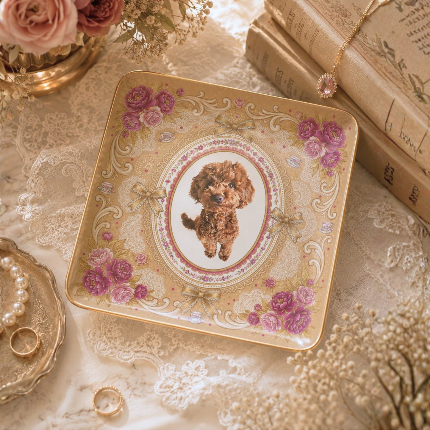 うちの子アートアクセサリートレイ | Pet Portrait Trinket Tray
