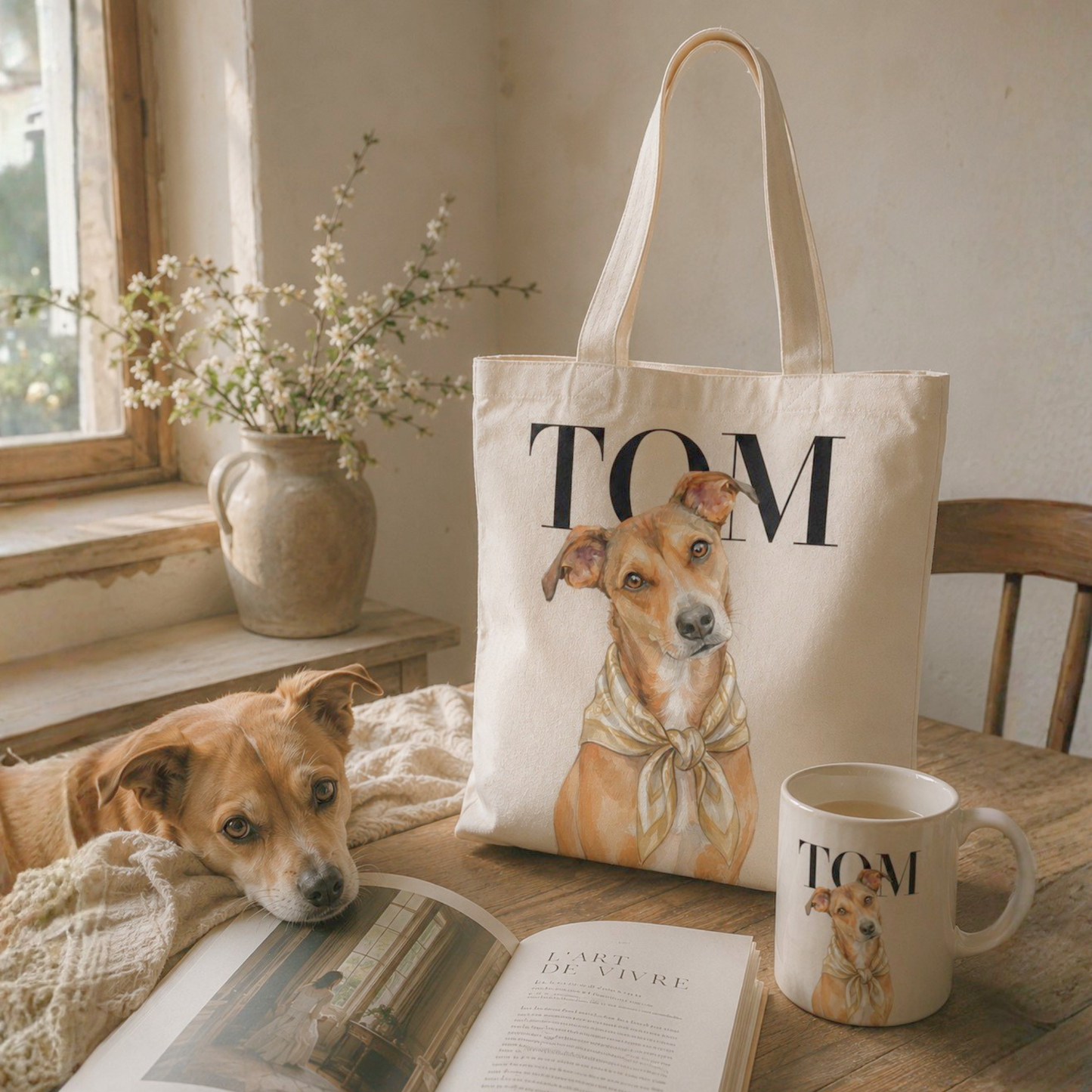 うちの子アートトートバッグ【Mサイズ】｜Pet Portrait Tote Bag