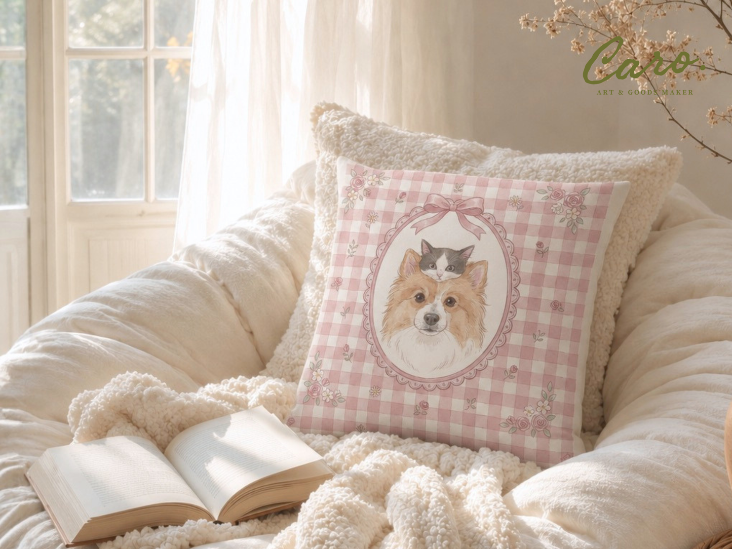 うちの子アートクッションカバー | Pet Portrait Cushion Cover