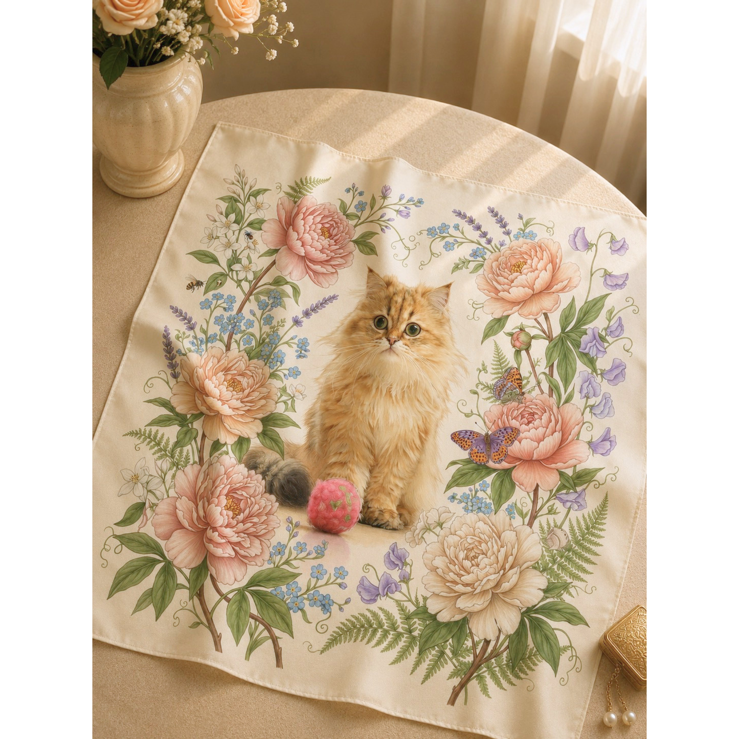 うちの子アートスカーフ　| Pet Portrait Silk Scarf