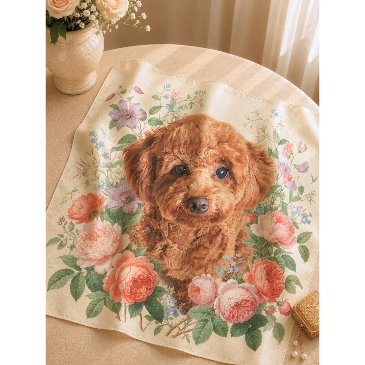 うちの子アートスカーフ　| Pet Portrait Silk Scarf