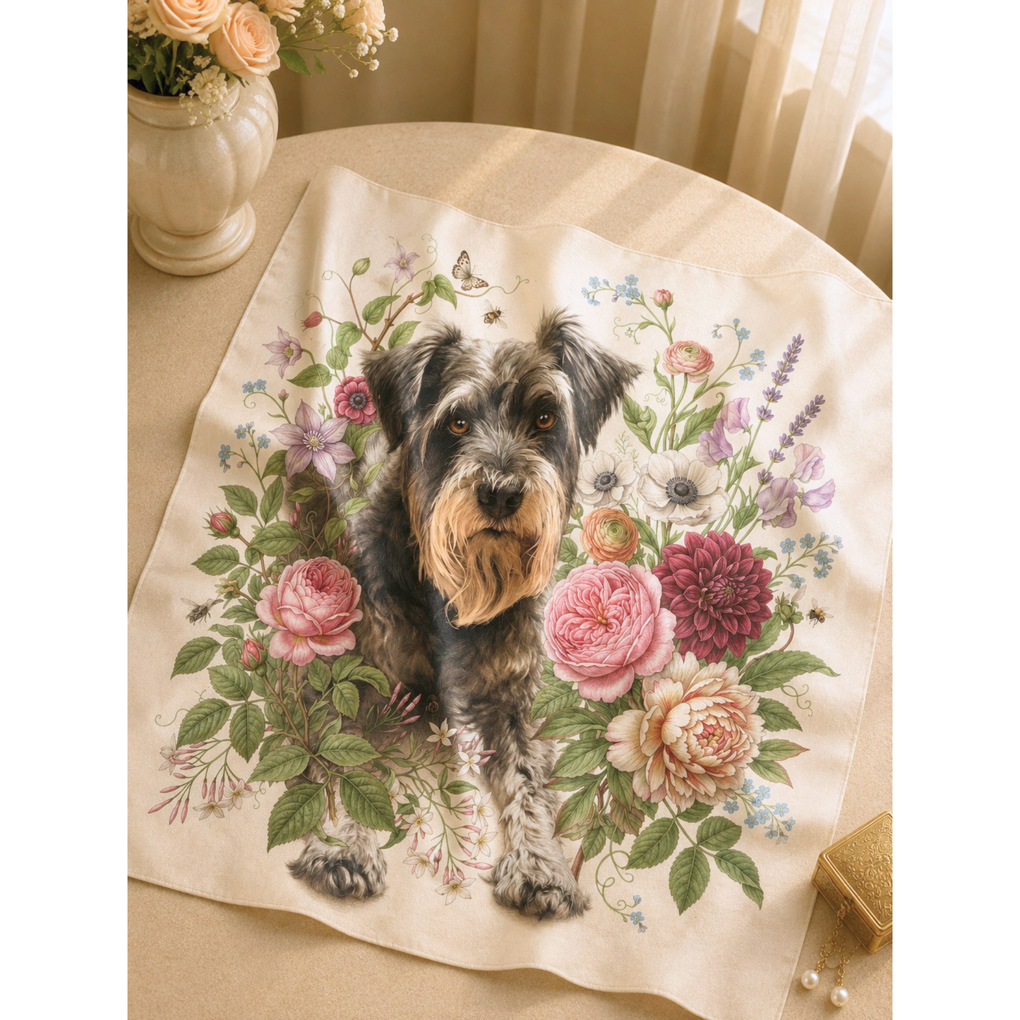 うちの子アートスカーフ　| Pet Portrait Silk Scarf