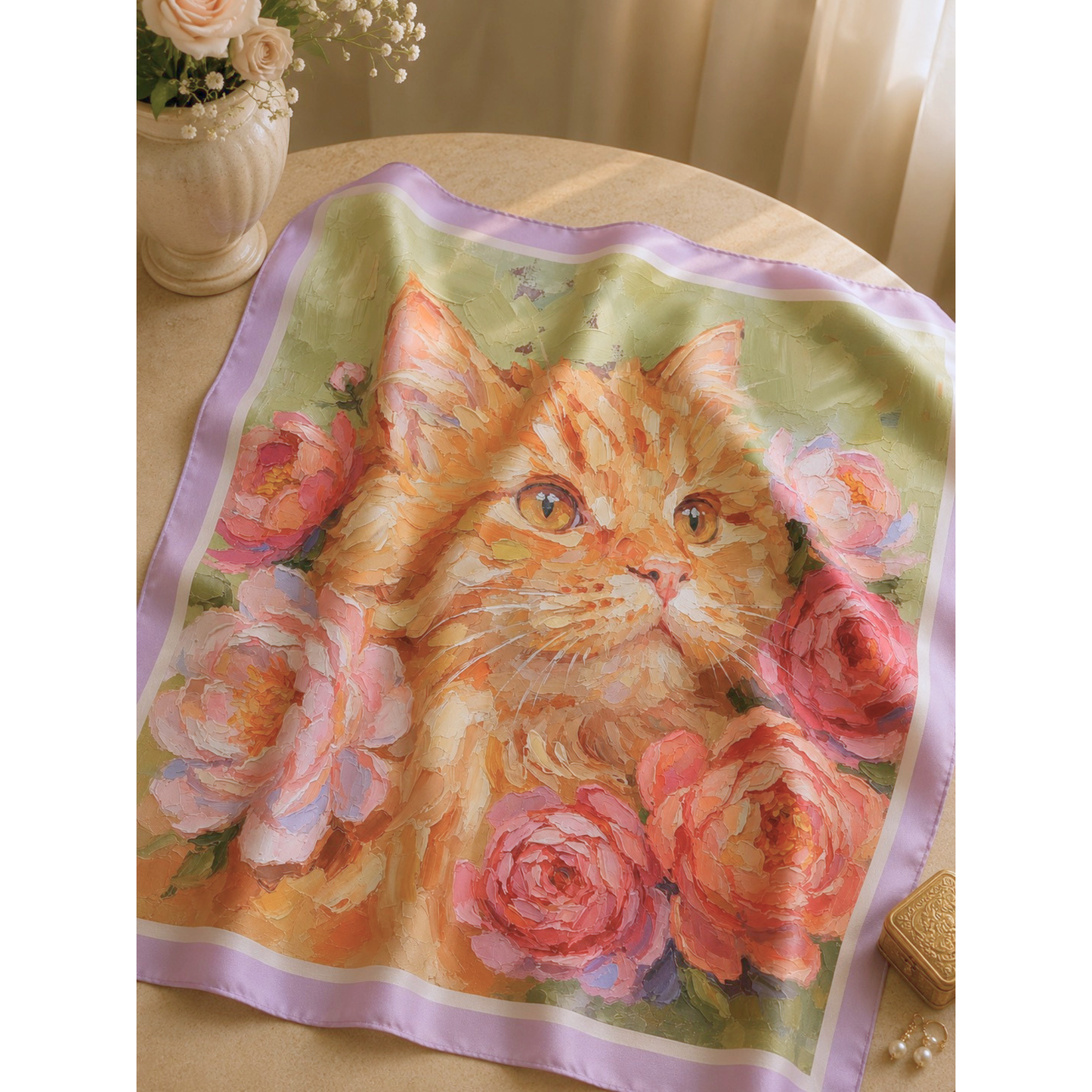 うちの子アートスカーフ　| Pet Portrait Silk Scarf
